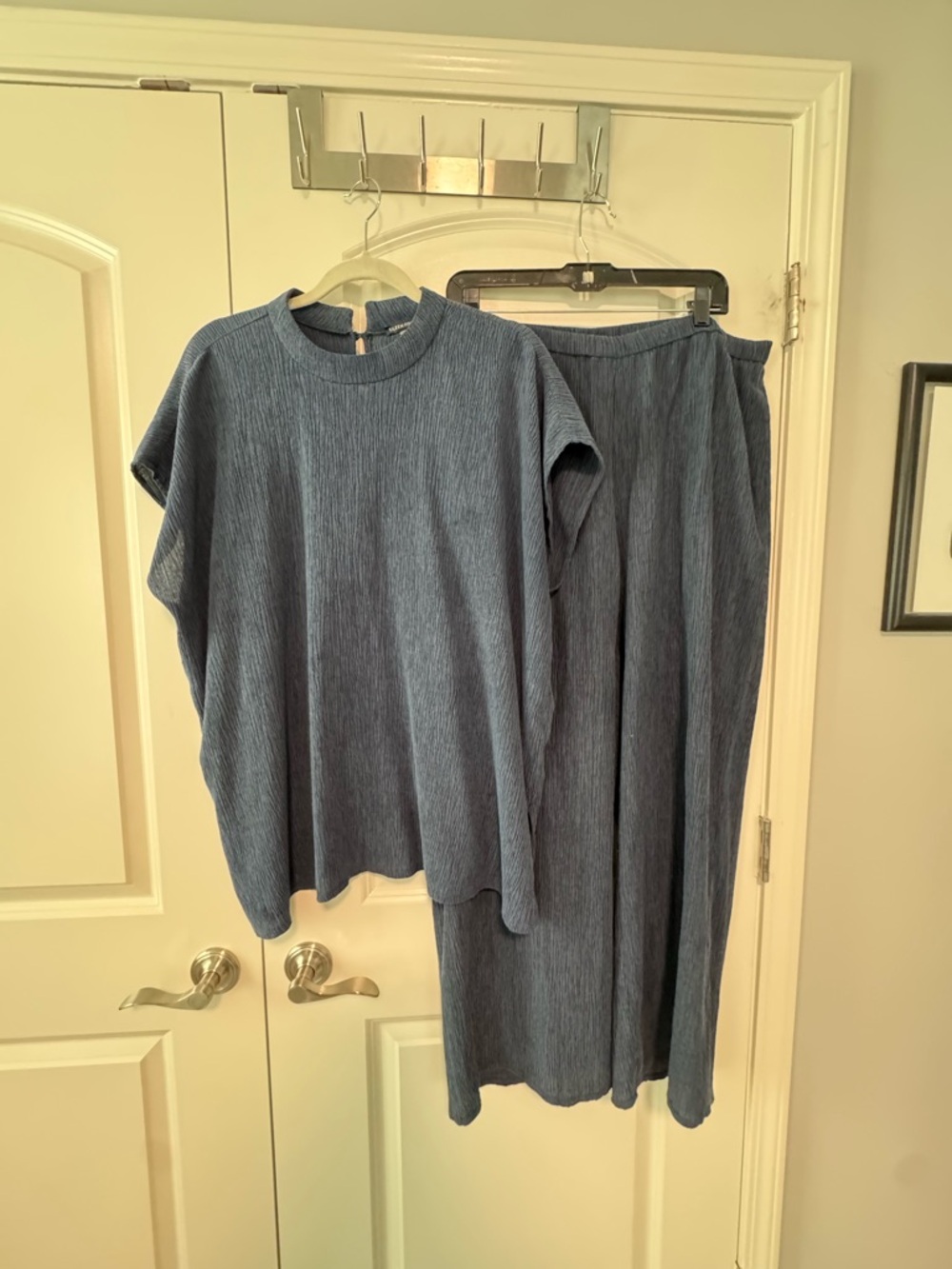 Eileen Fisher Navy Textured Lightweight Two-Piece Set